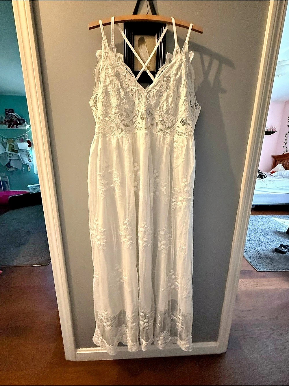 Days House White Lace Maxi Dress Like New